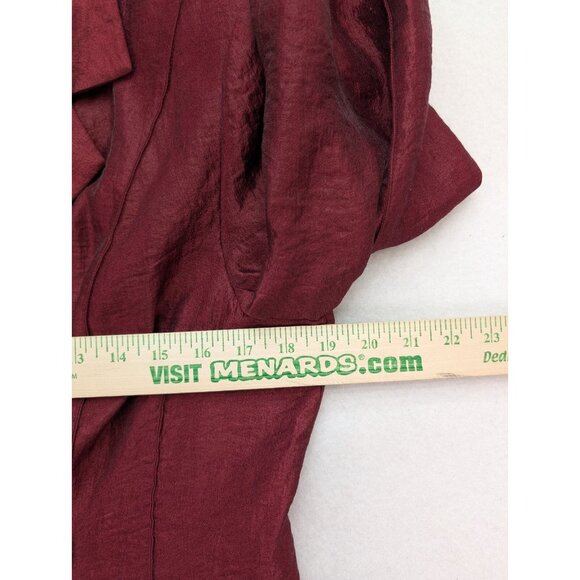 Trevan Women's Blazer Jacket Size 12 Maroon Red Crinkle Texutred Evening - Picture 8 of 16